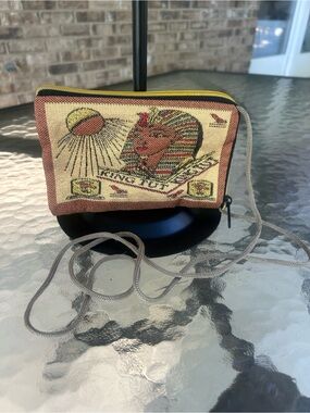 Egyptian King Tut Tapestry Crossbody Pouch Bag Souvenir Zip Wristlet
